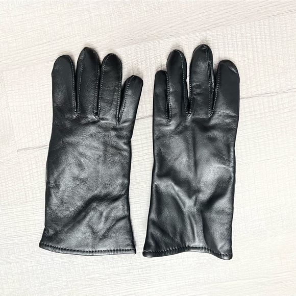 VINTAGE SAMCO Military Leather Wool lined Dress Gloves Size 7 Black - Picture 2 of 5